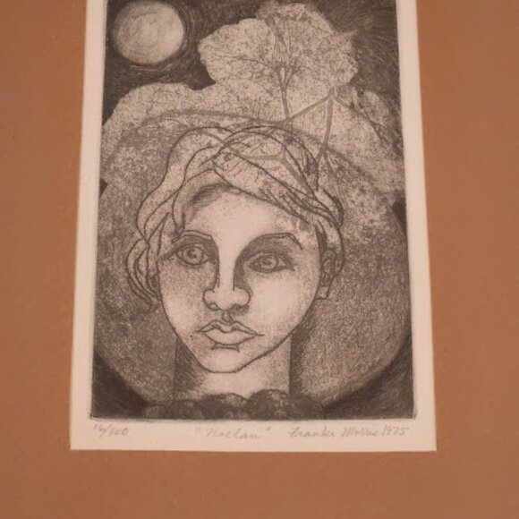 Franki Morris 1975 Signed Limited Edition Gray Framed "Noelan" Sketched Face Art - Picture 2 of 9